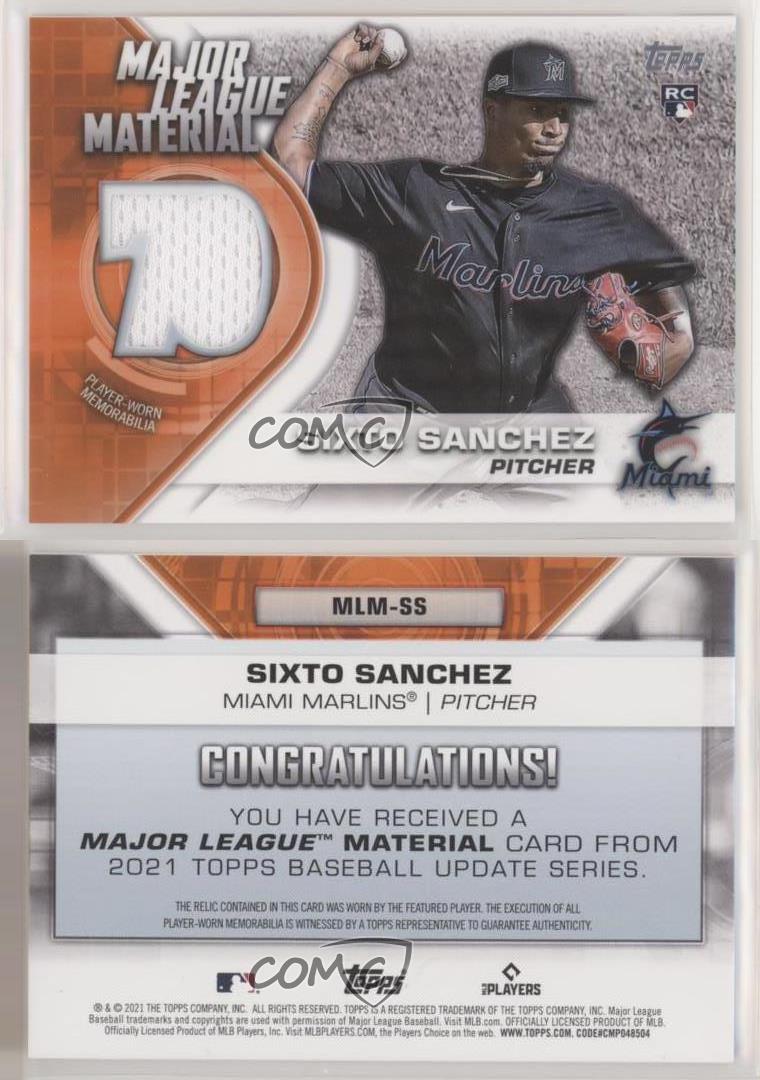 2021 TOPPS UPDATE SERIES SIXTO SANCHEZ MLM-SS ROOKIE MAJOR LEAGUE JERSEY  MARLINS