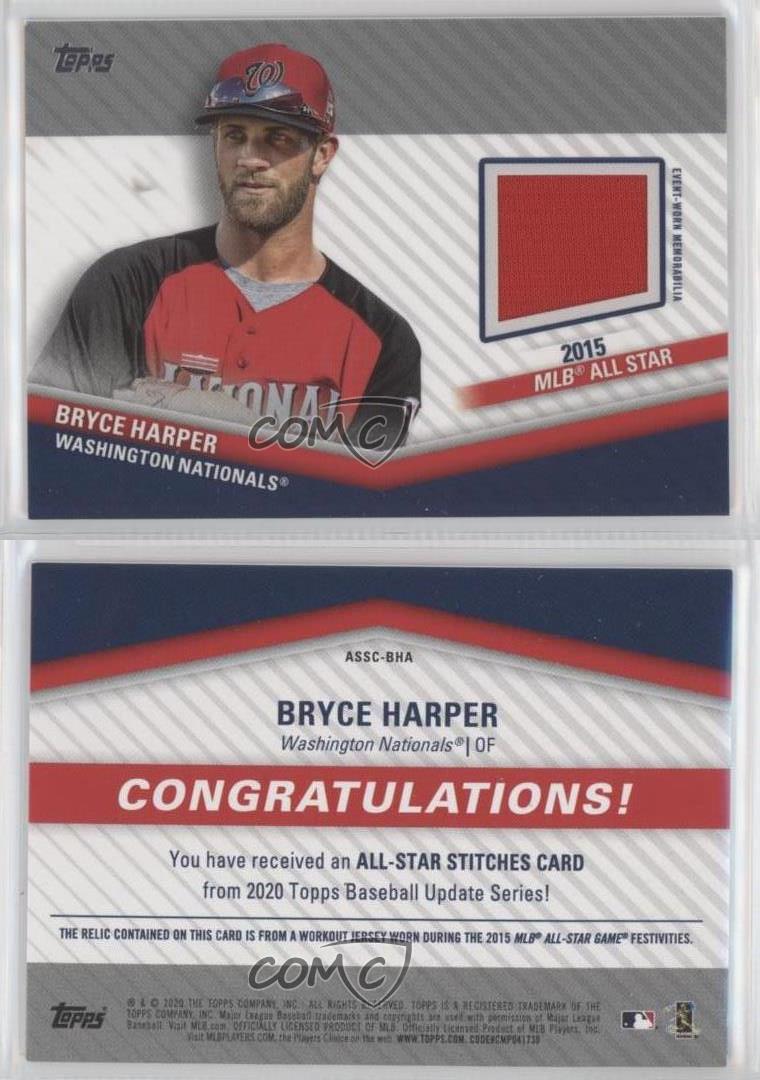  Baseball MLB 2020 Topps Update All-Star Stitches Relics  #ASSC-BHA Bryce Harper NM Near Mint MEM Nationals : Collectibles & Fine Art