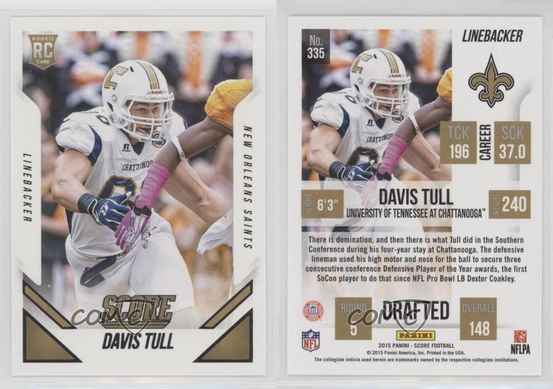 Davis Tull 2015 Score Rookie #335 - New Orleans Saints