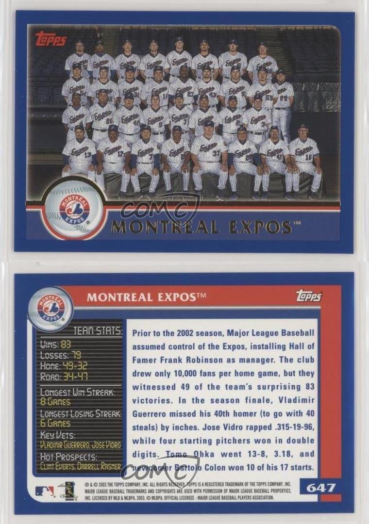 2003 Topps Baseball 647 Team Card