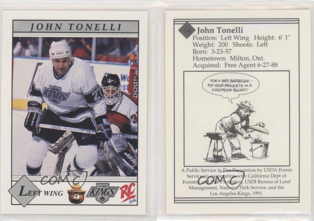 1990-91 Los Angeles Kings Smokey the Bear John Tonelli #14 - Picture 3 of 4
