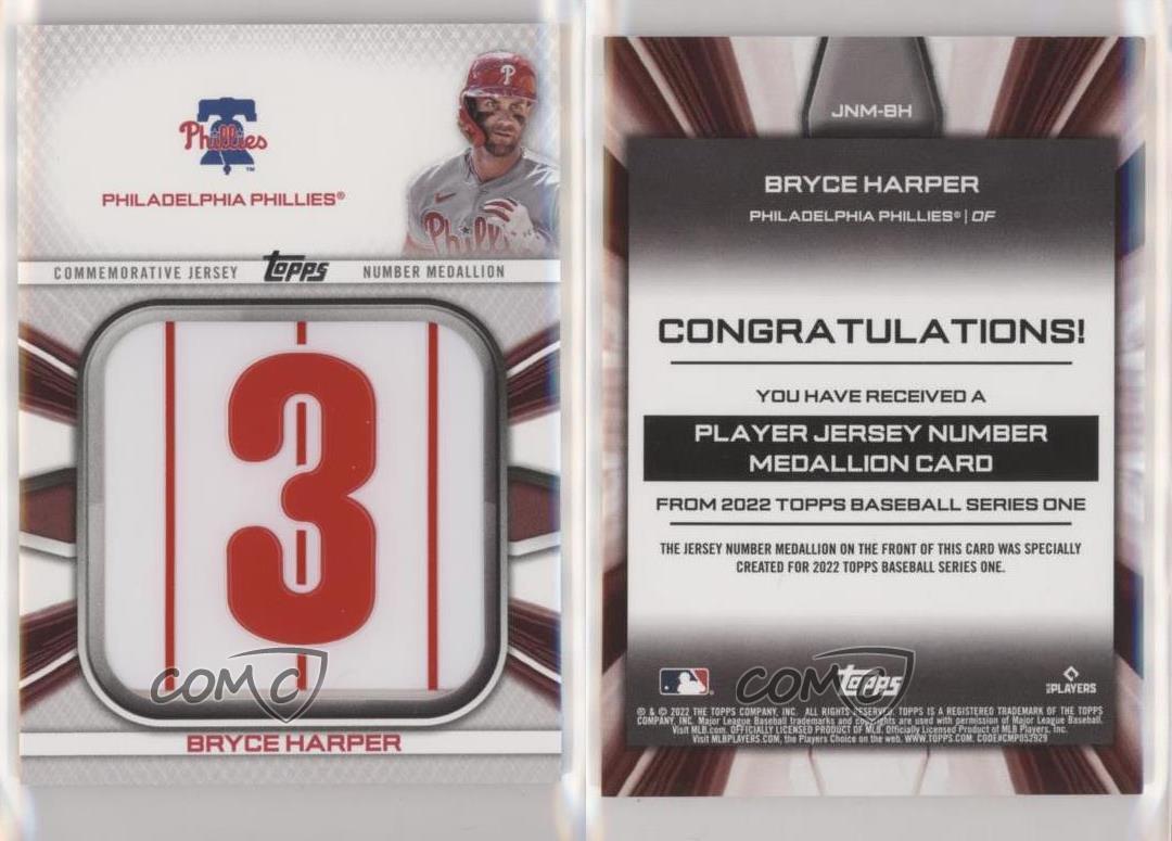 2022 Series 1 Bryce Harper Commemorative Jersey Number Medallion Relic Card  #3