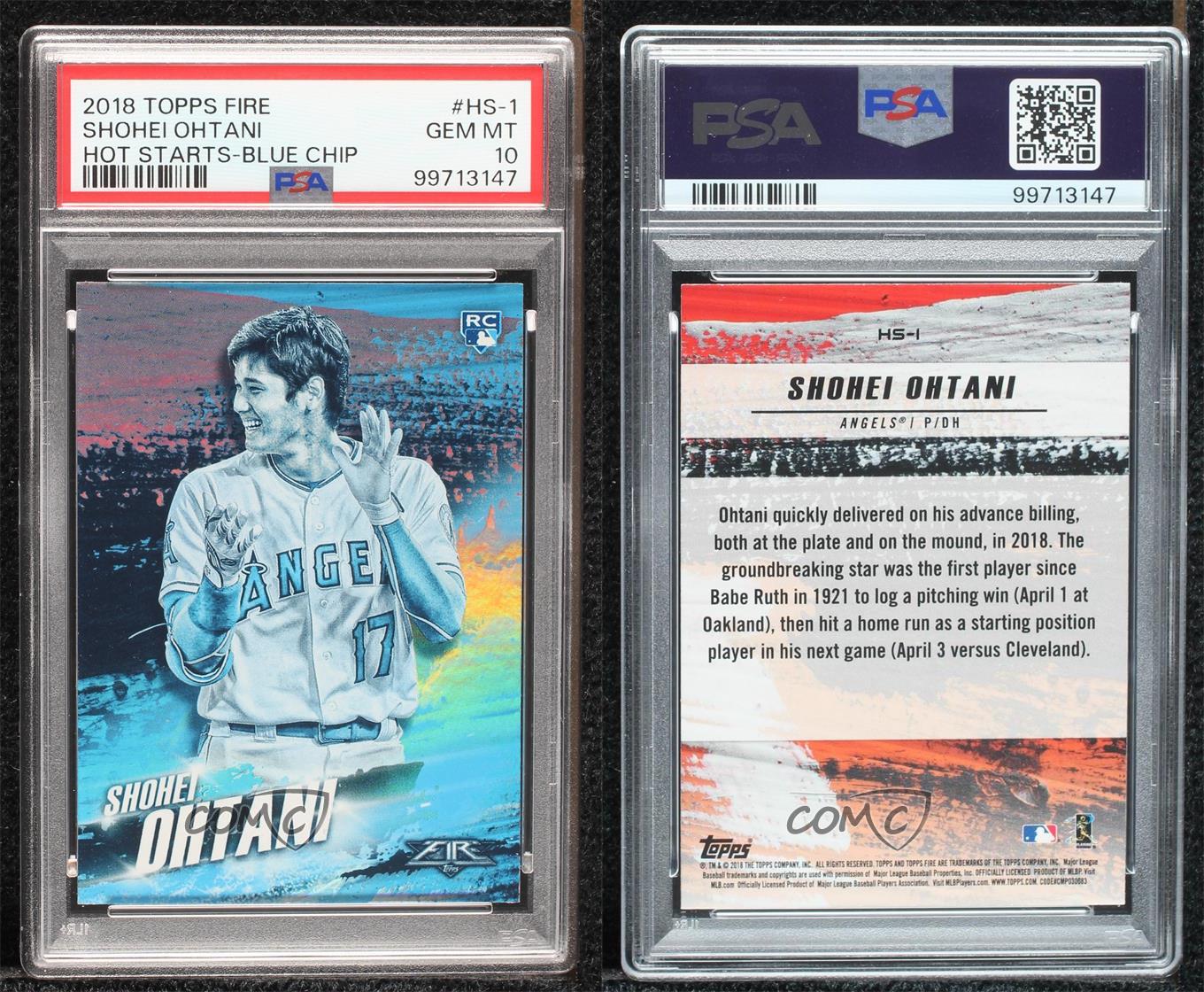 2018 Topps Fire Hot Starts Blue Chip Shohei Ohtani #HS-1 PSA 10 GEM MT Rookie RC - Picture 3 of 3