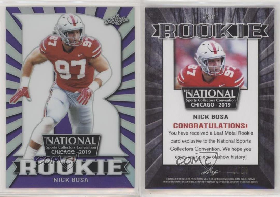 Leaf Metal National Convention Rookies 2019 púrpura/10 Nick Bosa #R-11 radiocontrol - Imagen 3 de 3