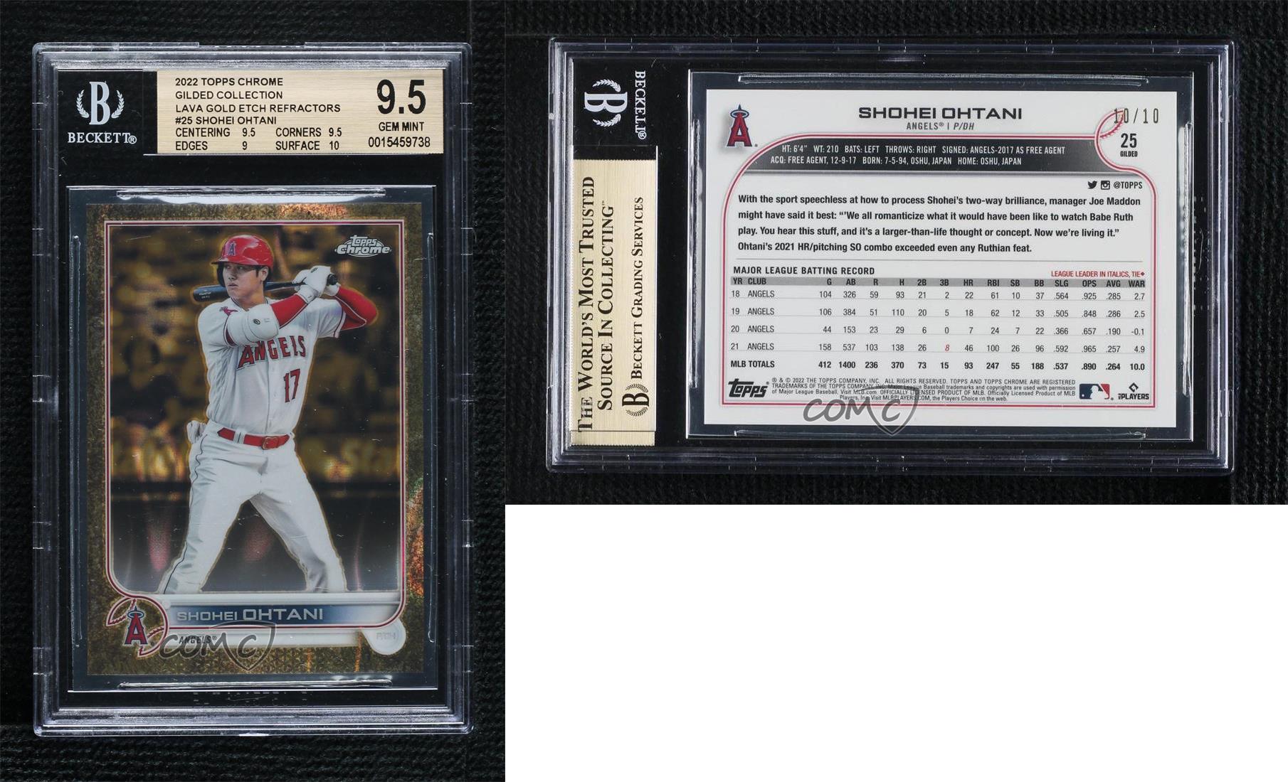 2022 Topps Gilded Collection Gold Etch Lava Refractor /10 Shohei Ohtani BGS 9.5 - Picture 3 of 3