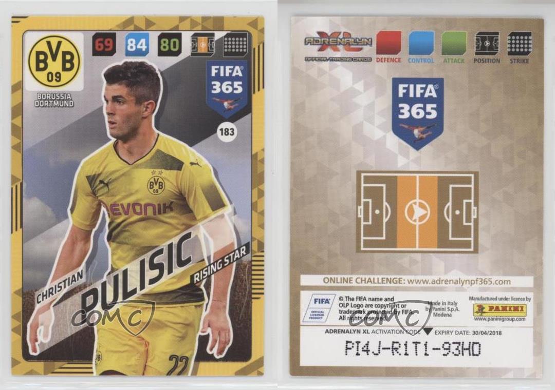 2017-18 Panini Adrenalyn XL Fifa 365 Rising Star Christian Pulisic #183