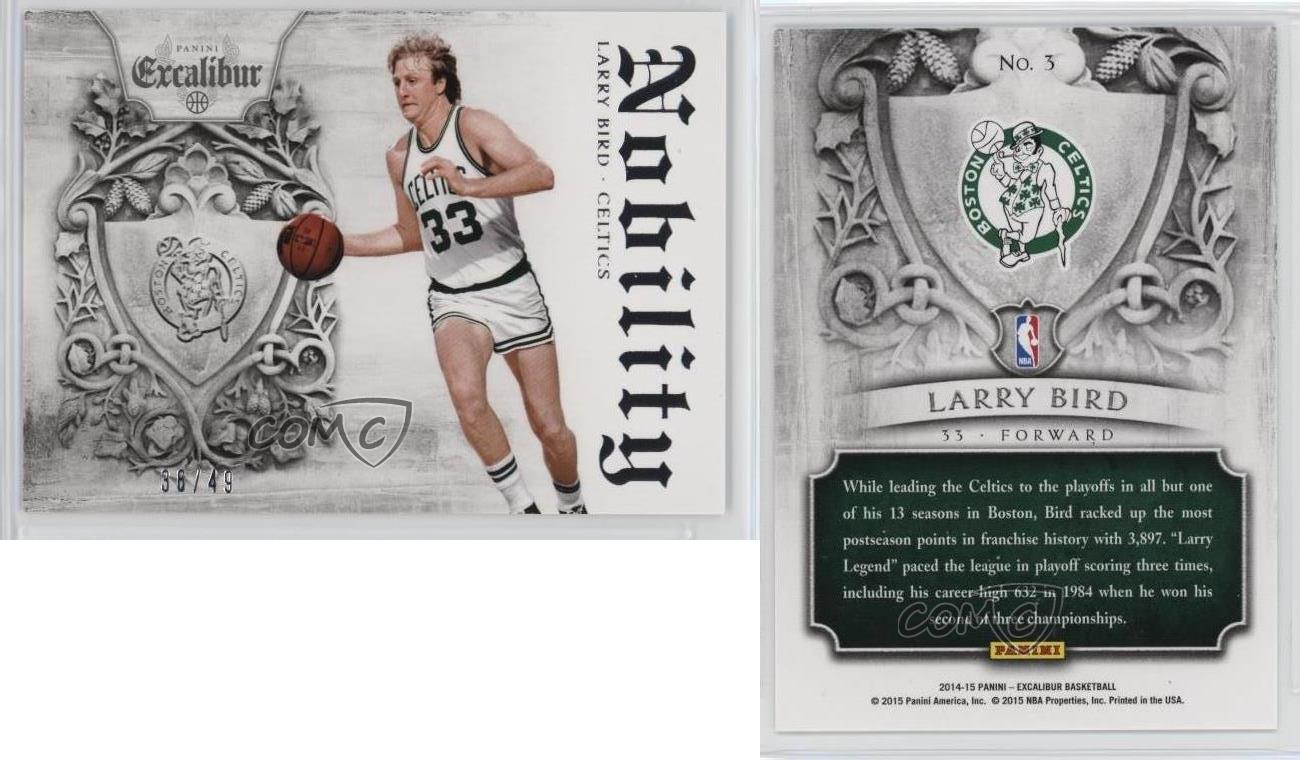 2014-15 magasin Panini Excalibur Nobilité Argent /49 Larry Bird #3 HOF