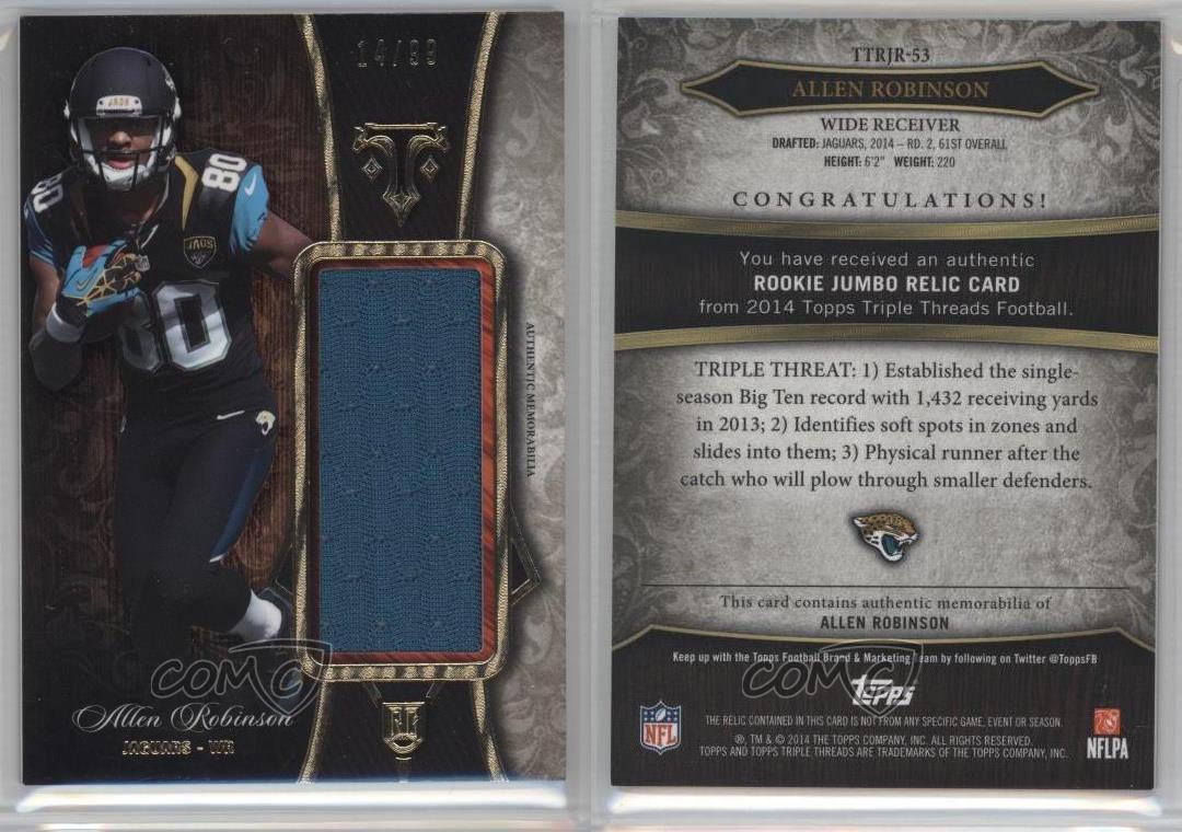 2014 Topps Triple Threads Rookie Jumbo Relic /99 Allen Robinson #TTRJR-53 RC - Picture 4 of 4