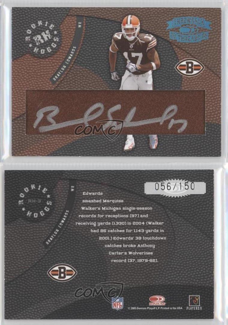 Donruss Throwback Threads Rookie Hoggs 2005/150 Braylon Edwards #RH-3 automático radiocontrol - Imagen 3 de 3