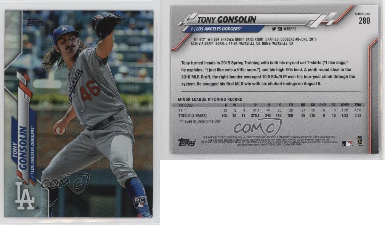  2020 Topps Series 1 Baseball #280 Tony Gonsolin RC