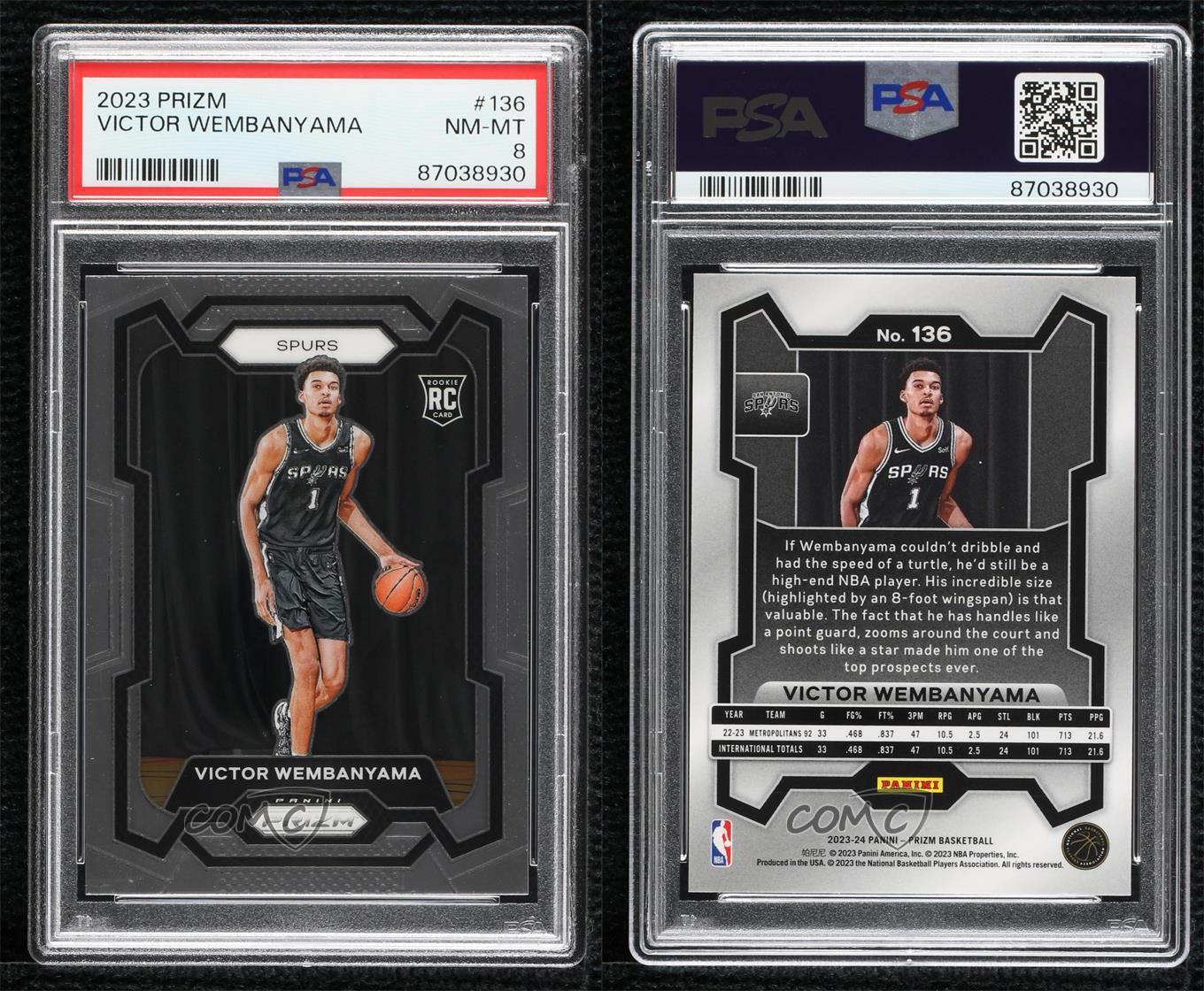 2023-24 Panini Prizm Victor Wembanyama #136 PSA 8 Rookie RC - Picture 4 of 4
