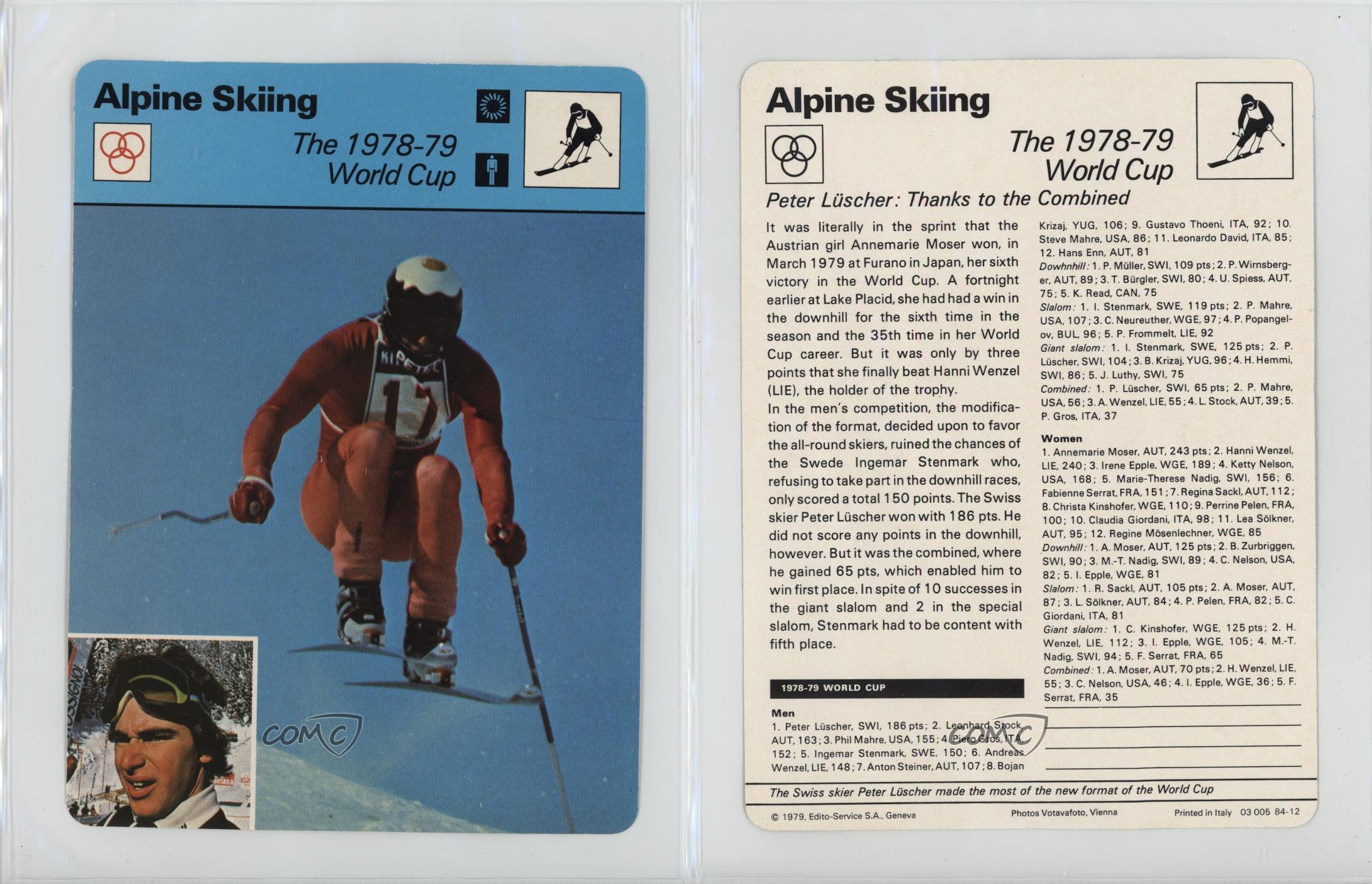 1977-79 magasin Sportscasters série 84 ski alpin Genève Peter Luscher #84-12