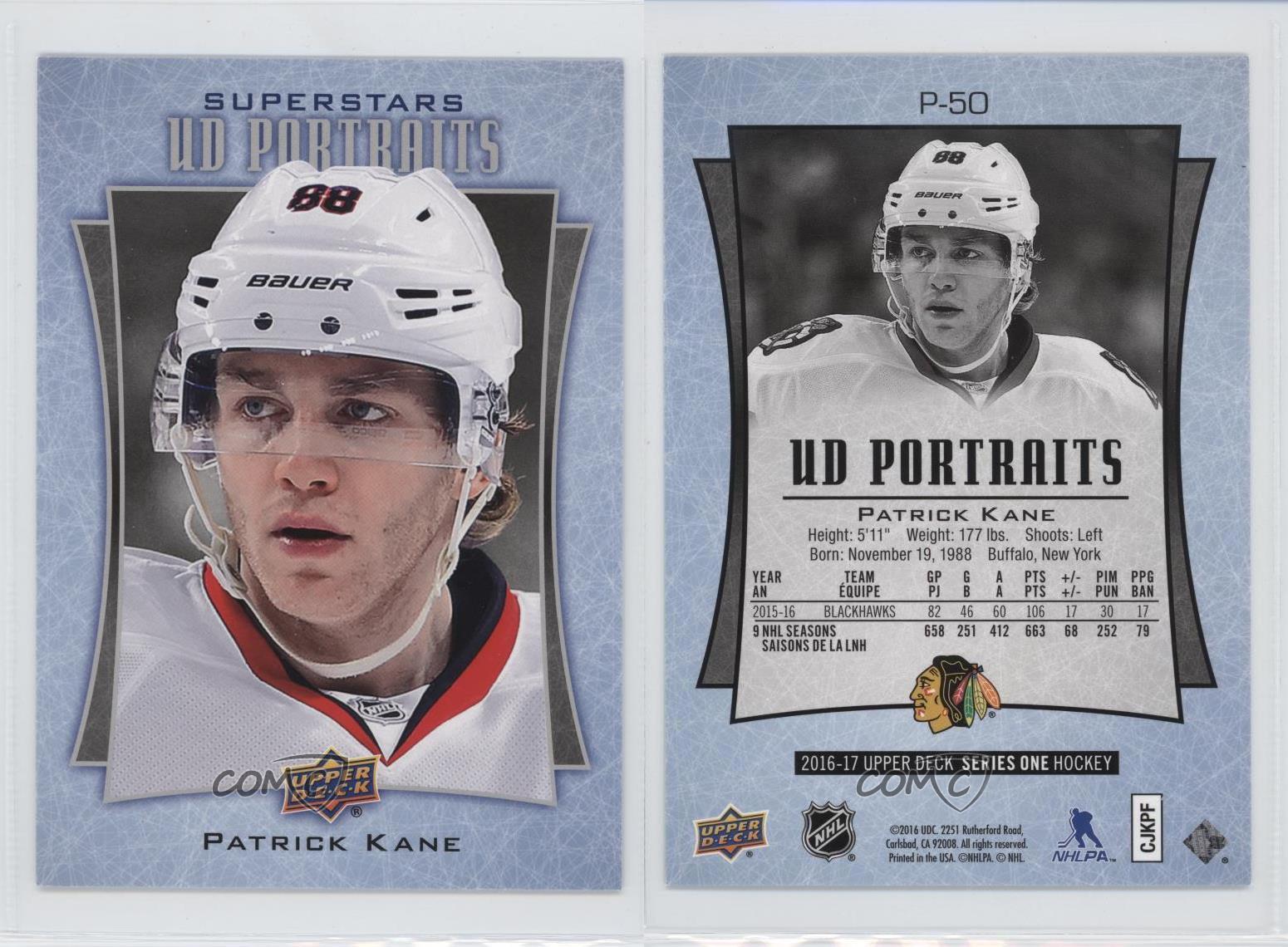 16 17 Upper Deck Ud Portraits Jumbo Patrick Kane P 50 Ebay