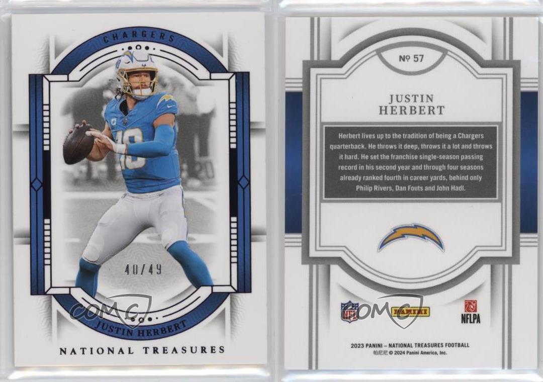 2023 Panini National Treasures Purple /49 Justin Herbert #57 - Picture 4 of 4