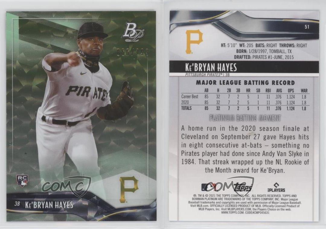 2021 Bowman Platinum Ke'bryan Hayes Rookie Card Pirates RC Ice FoilBoard#51  for Sale in San Marcos, TX - OfferUp