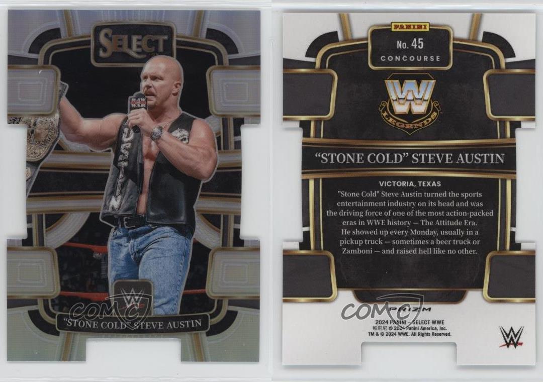 2024 Select WWE Concourse Silver Prizm Die-Cut Stone Cold Steve Austin #45 HOF