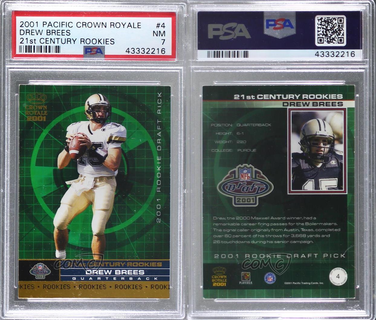 2001 Score Millenium Men Drew Brees rc rookie #950/1000 PSA 7 NM