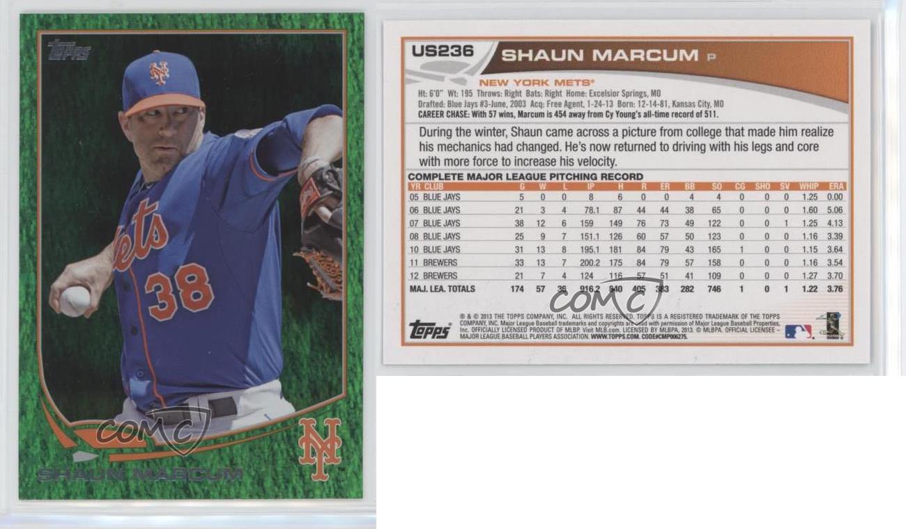 2013 Topps Update Emerald Foil Shaun Marcum #US236