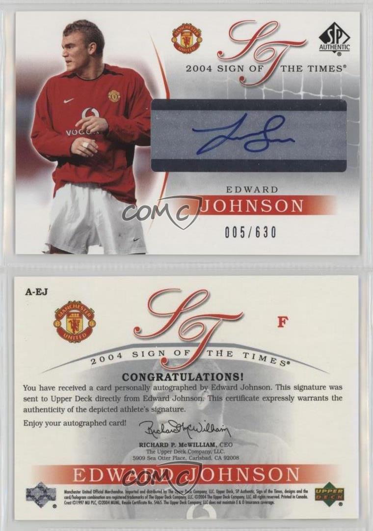 2004 SP Authentic Manchester United Sign of the Times /630 Edward Johnson Auto - Picture 3 of 3