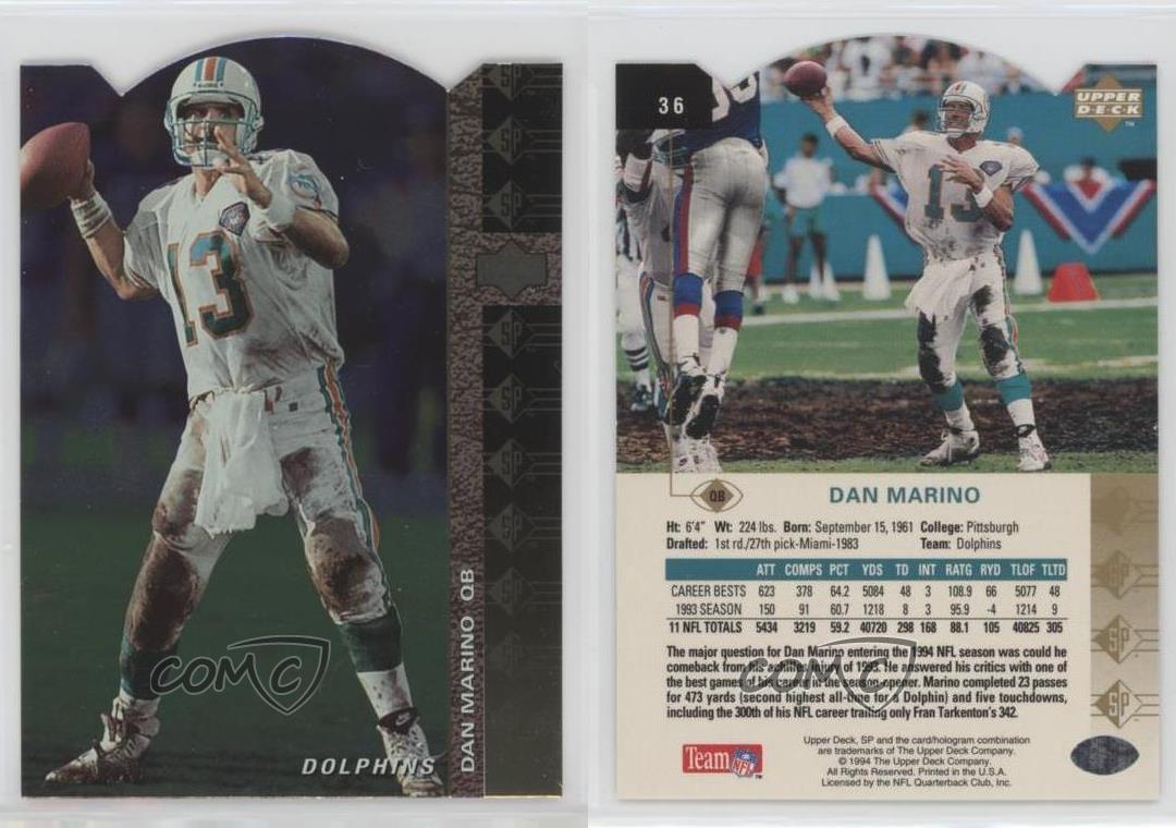 Dan Marino 1994 SP Die Cuts #36 Miami Dolphins Hall of Fame