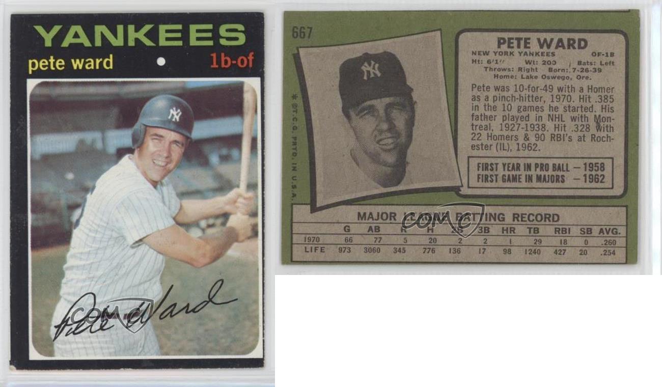 1971 Topps 667 Pete Ward New York Yankees Baseball Card eBay