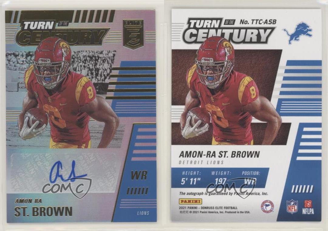 2021 Donruss Elite Turn of the Century /199 Amon-Ra St Brown Rookie Auto RC