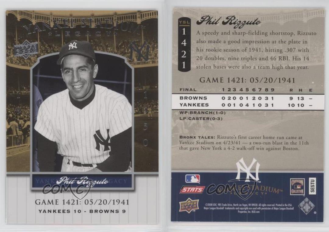2008 Upper Deck Yankee Stadium Legacy achats Phil Rizzuto #YSL1421 HOF