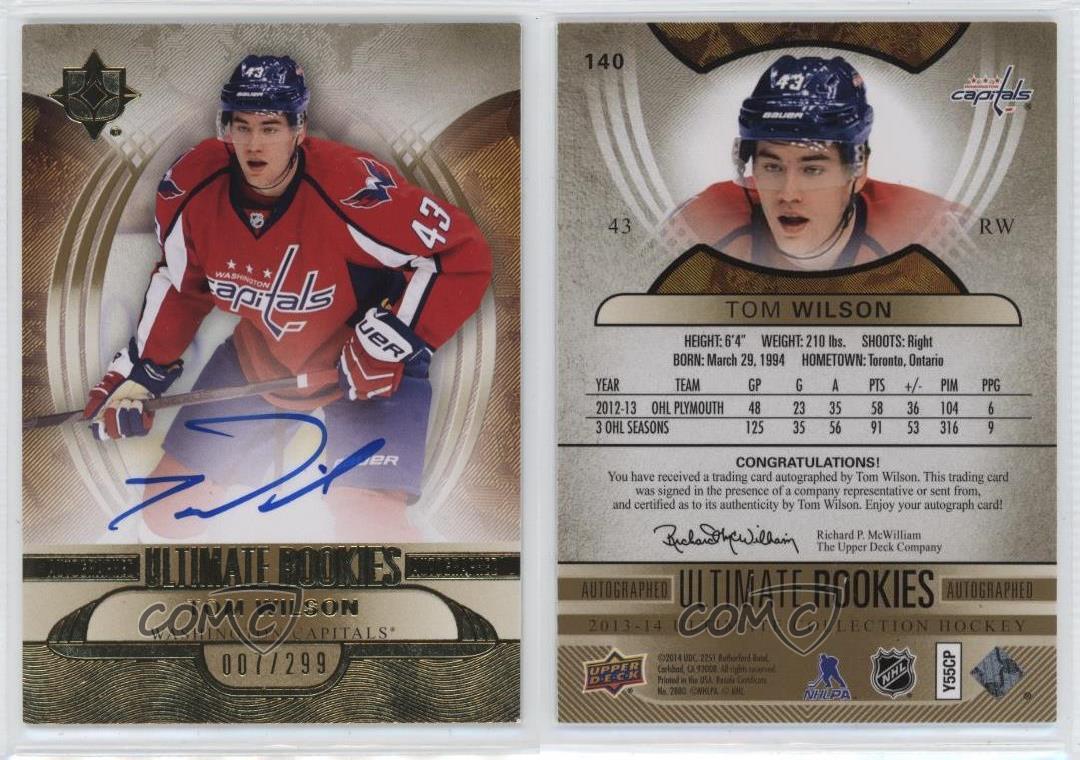 2013-14 Ultimate Collection Rookies /299 Tom Wilson #140 Rookie Auto RC
