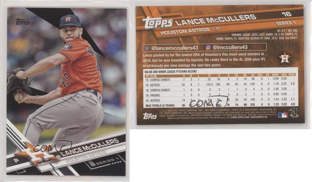 2017 Topps Black /66 Lance McCullers Jr Lance McCullers #16 - Foto 4 di 4