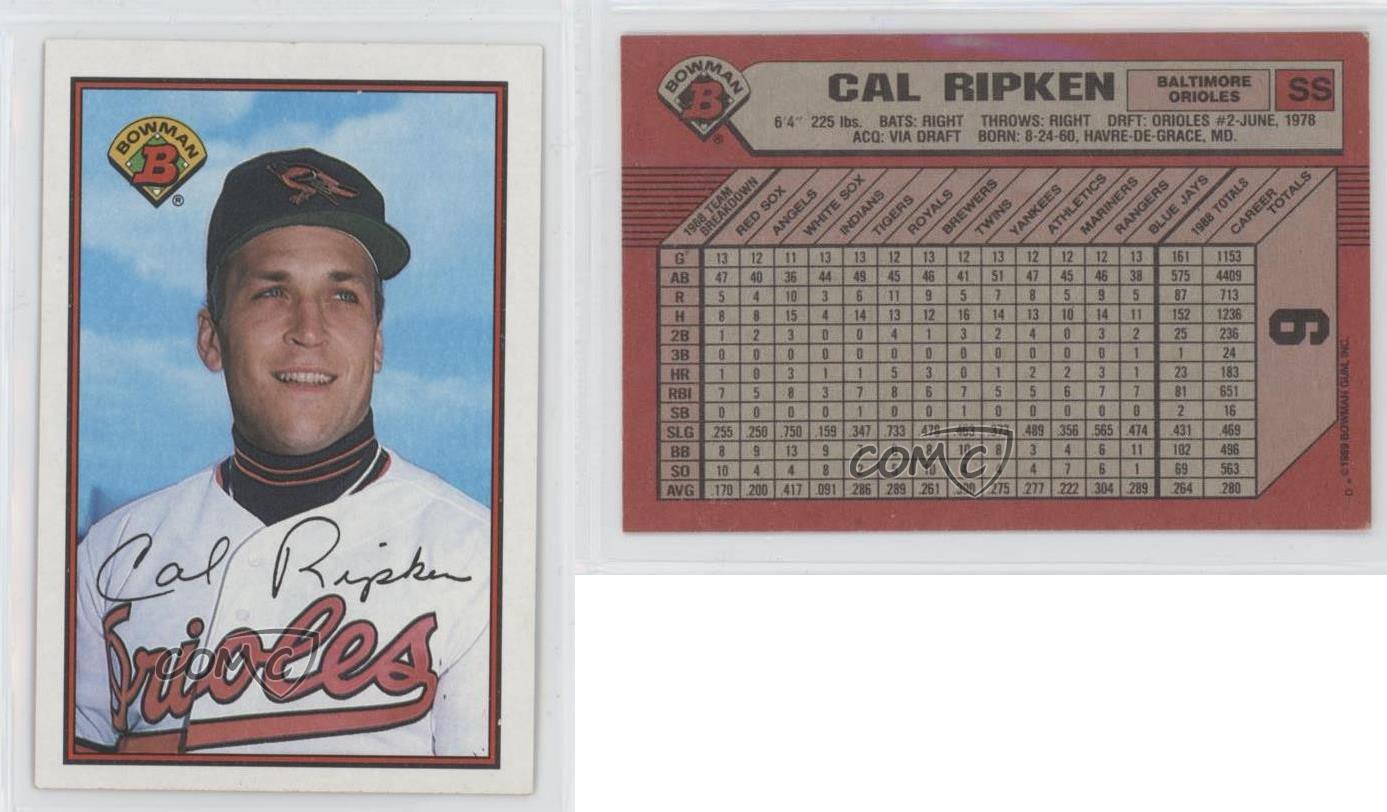 1989 Bowman Cal Ripken Jr #9 HOF - Foto 4 di 7
