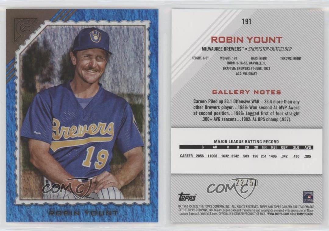 2022 TOPPS GALLERY - #191 ROBIN YOUNT MILWAUKEE BREWERS