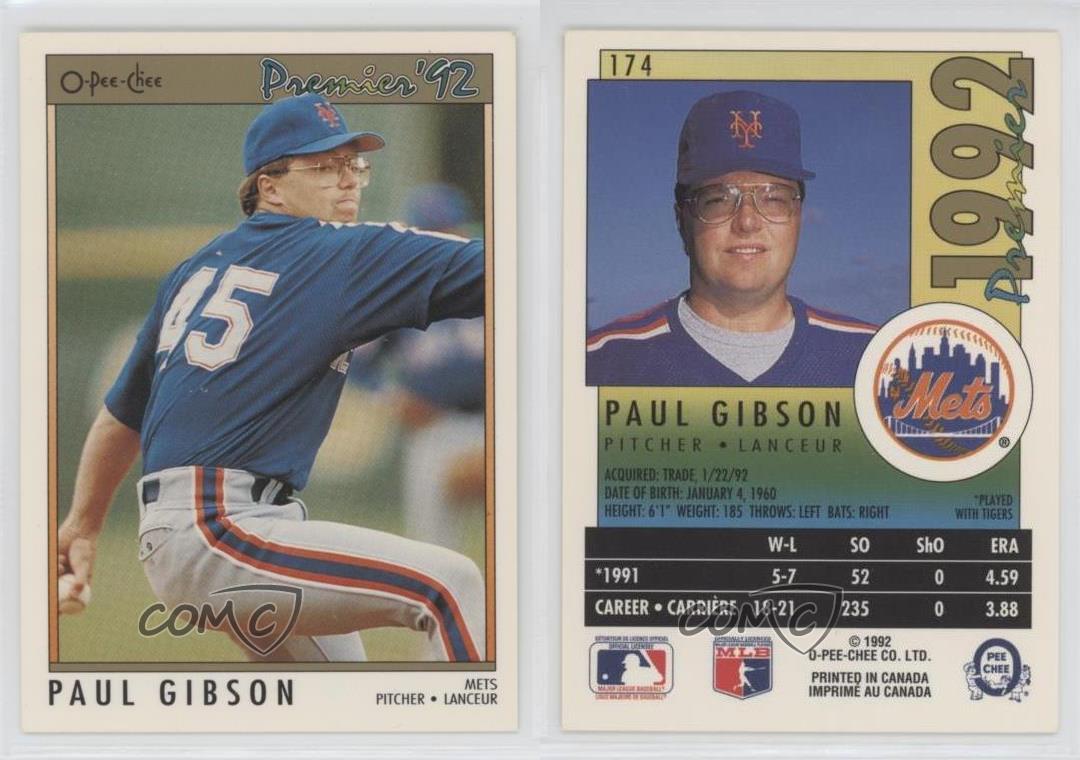 1992 O-Pee-Chee Premier officiel Paul Gibson #174
