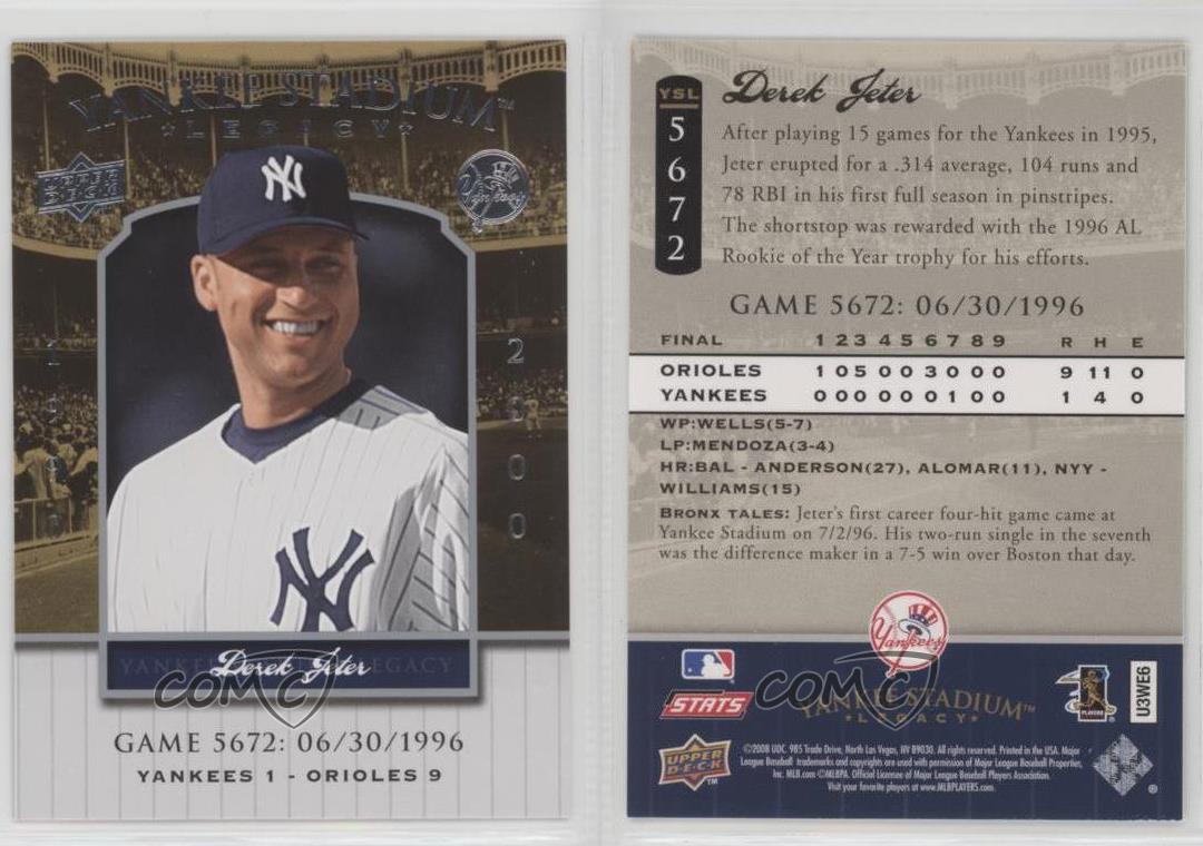 2008 Upper en ligne Deck Yankee Stadium Legacy Derek Jeter #YSL5672 HOF