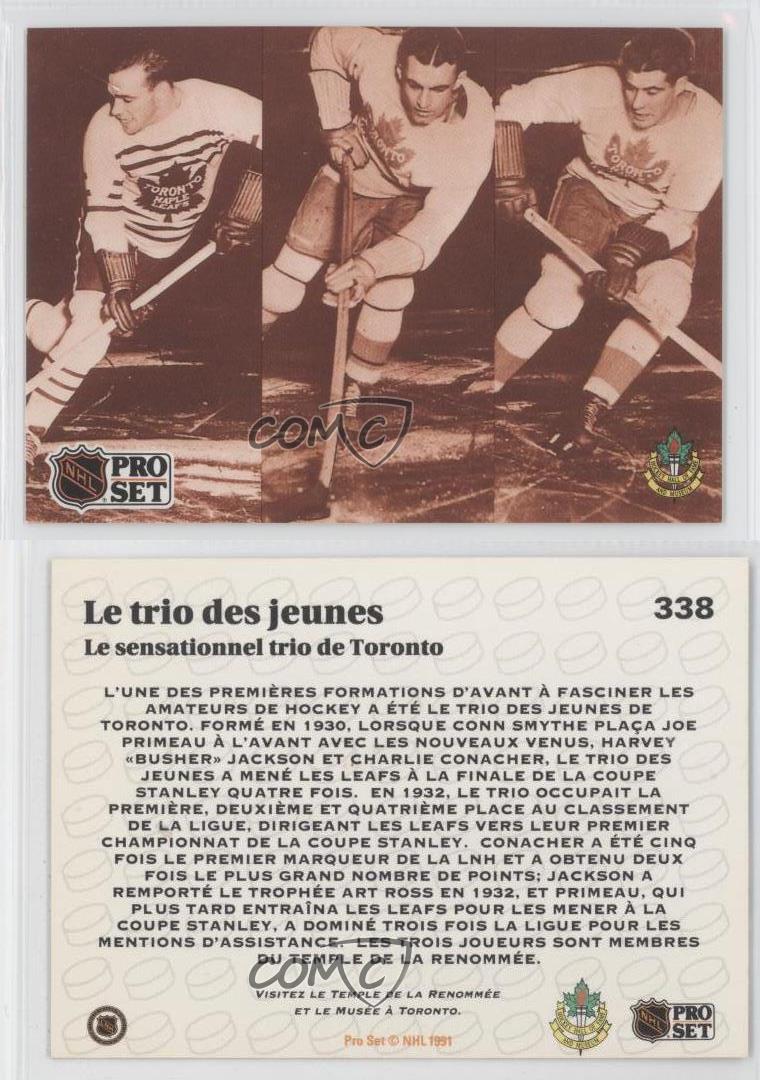 1991-92 Pro Set #338 The Kid Line TORONTO MAPLE LEAFS Harvey Busher Jackson Charlie Conacher Joe Primeau
