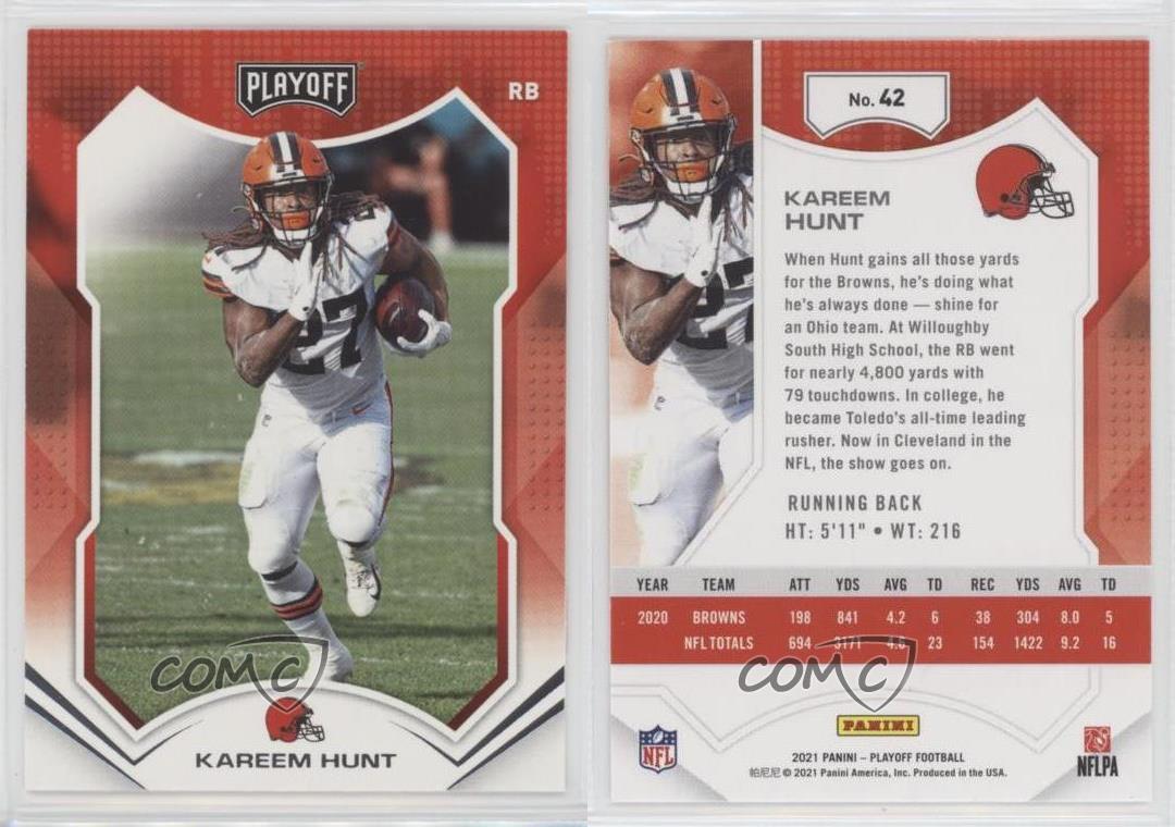 2021 Panini Playoff Kareem Hunt Base #42 Cleveland Browns