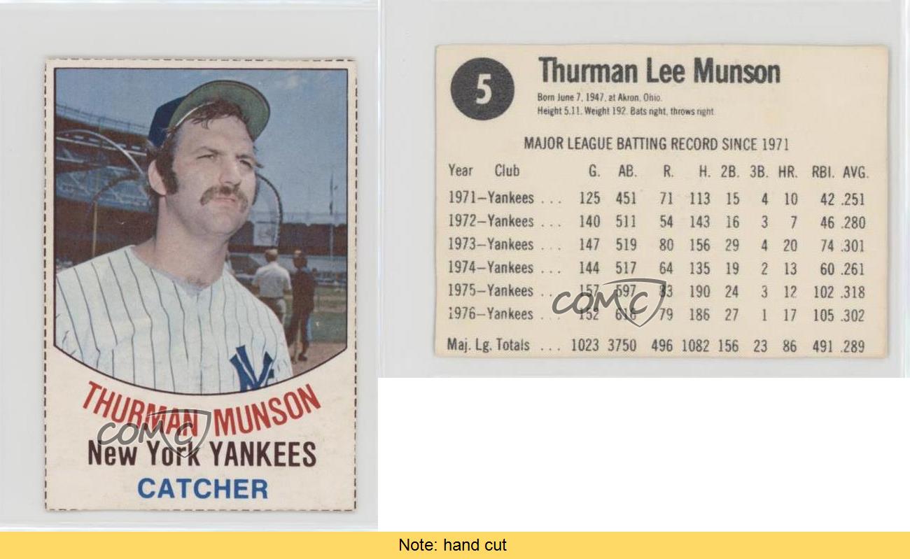 Hostess Baseball 1977 Base Card 5 Thurman Munson