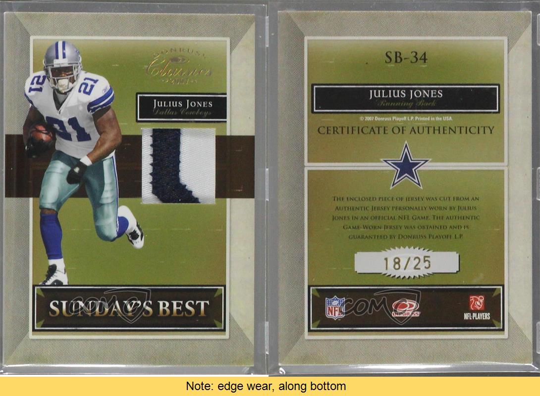 Donruss Classics Sunday's Best Jerseys Prime 2007/25 Julius Jones #SB-34 - Imagen 3 de 3
