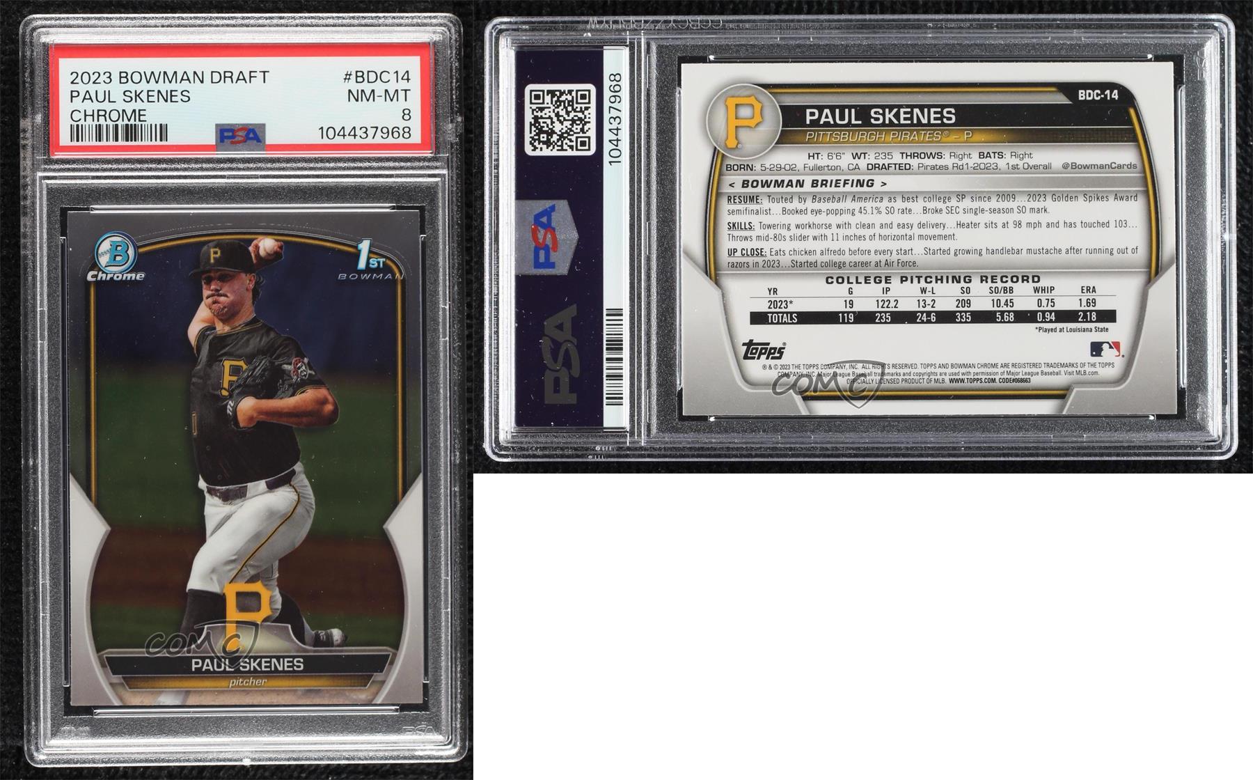 2023 Bowman Draft Chrome Paul Skenes #BDC-14 PSA 8 - Picture 4 of 4