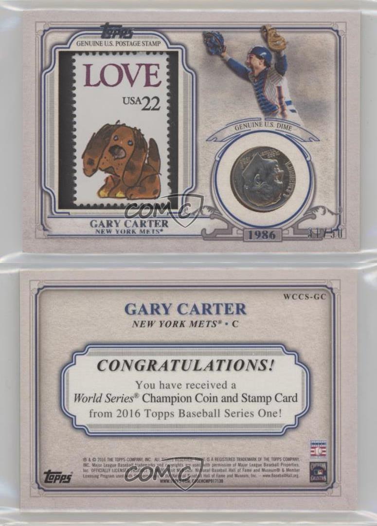 Moneda y sello Topps World Champion 2016 serie 1 centavo/50 Gary Carter Salón de la fama - Imagen 3 de 3