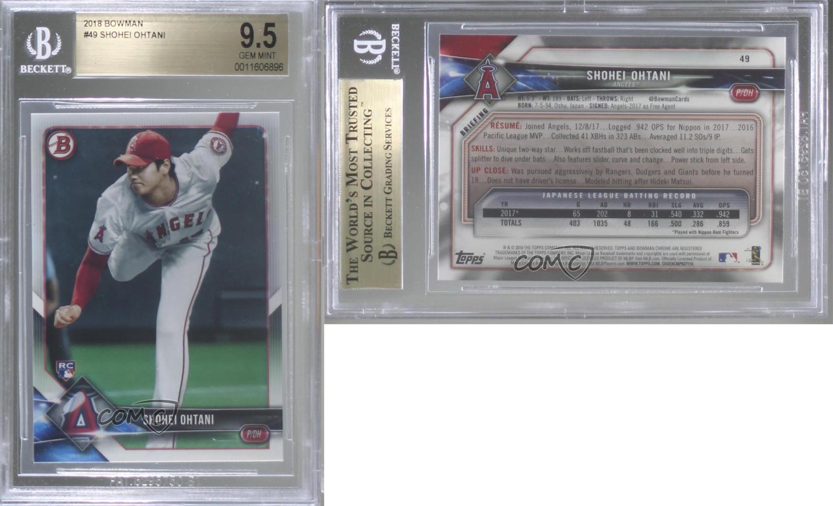2018 Bowman Shohei Ohtani #49 BGS 9.5 GEM MINT Rookie RC | eBay