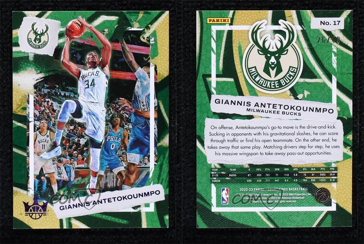 2022-23 Panini Court Kings Violet /49 Giannis Antetokounmpo #17 - Picture 4 of 4