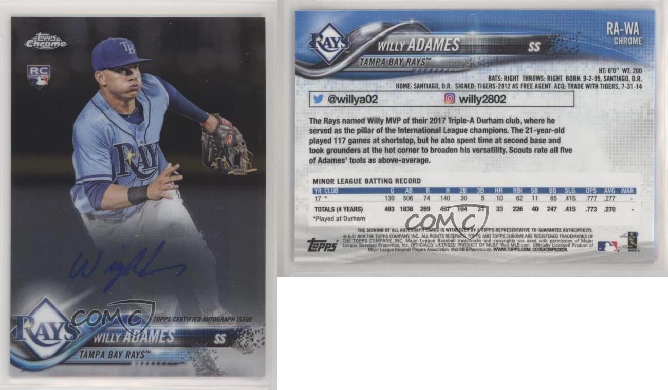 2018 Topps Chrome Rookie Auto Willy Adames #RA-WA Auto RC