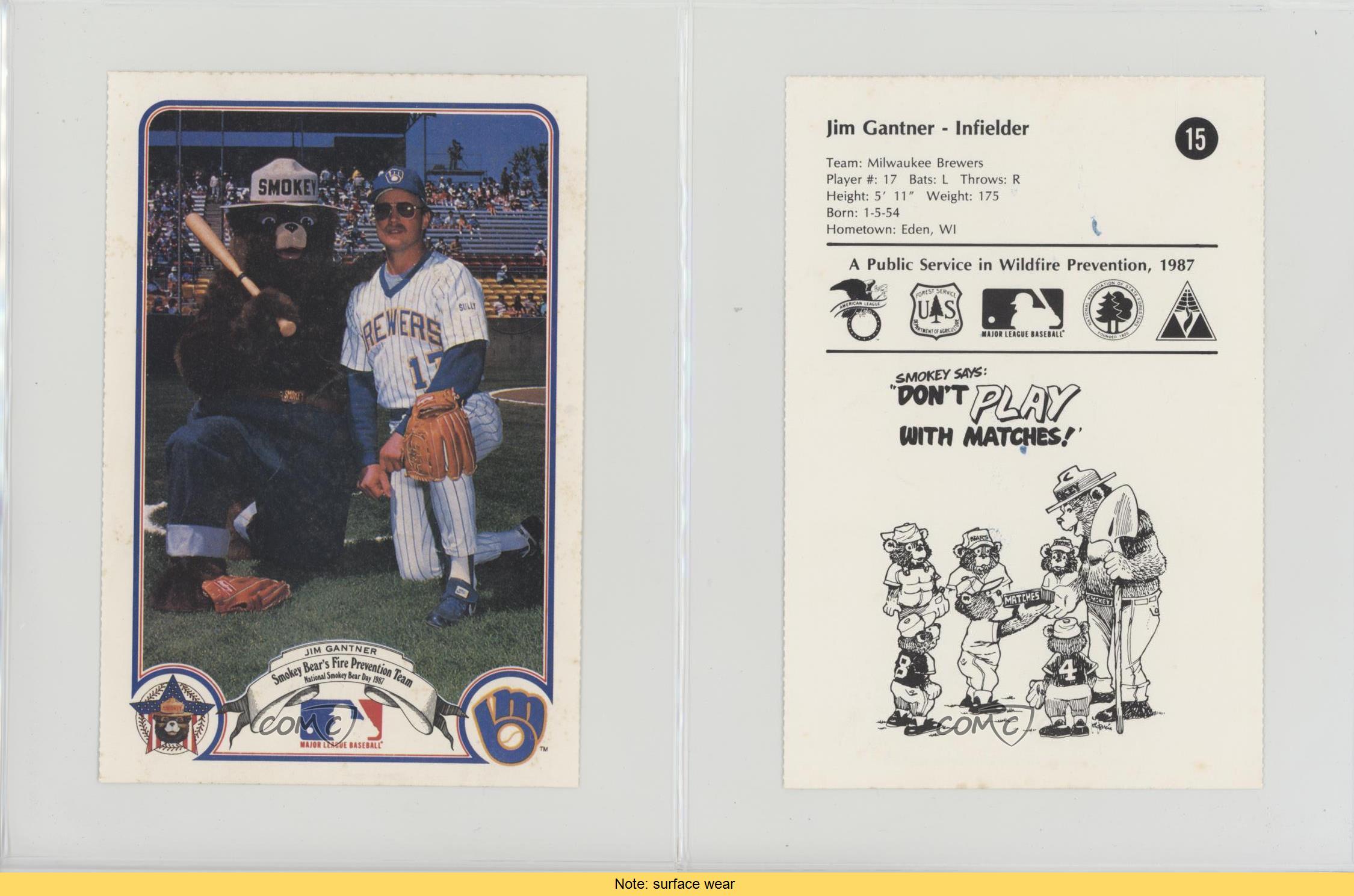 Lot Detail - 1987 Jim Gantner Milwaukee Brewers Smokey Bear's Fire