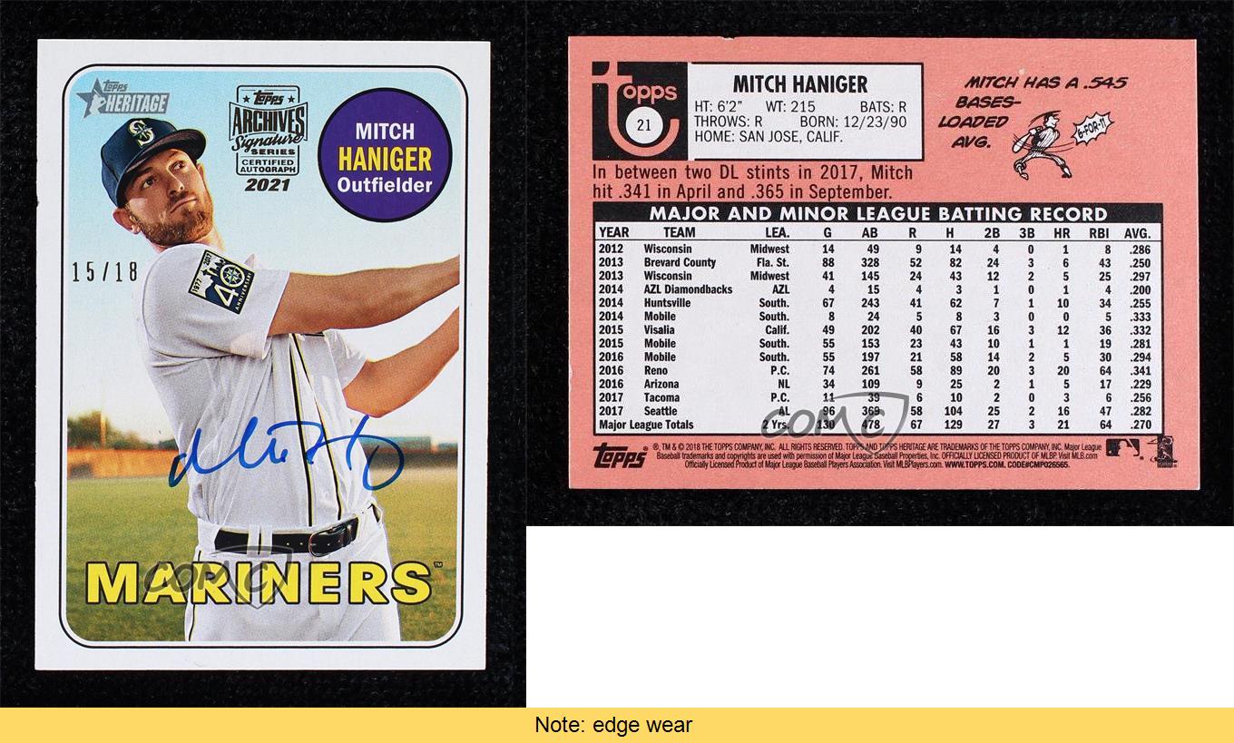 2021 Topps Archives Signature Series - Active Player Edition Buybacks  #18TH-21 - Mitch Haniger (2018 Topps Heritage) /18 [Noted]