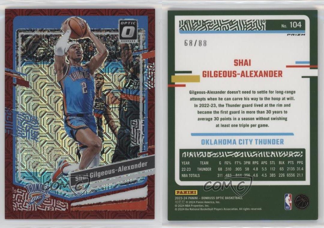 2023-24 Panini Donruss Optic Choice Red Prizm /88 Shai Gilgeous-Alexander #104 - Bild 3 von 4
