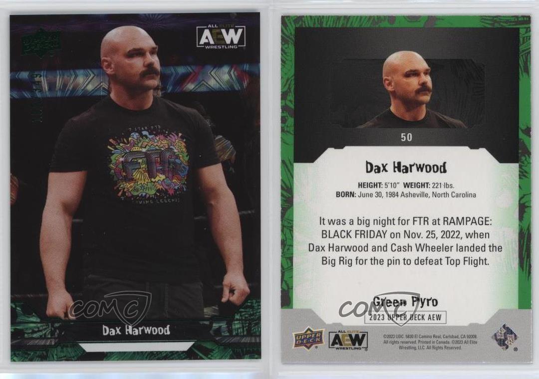 2023 Upper Deck AEW All Elite Wrestling Green Pyro /349 Dax Harwood #50