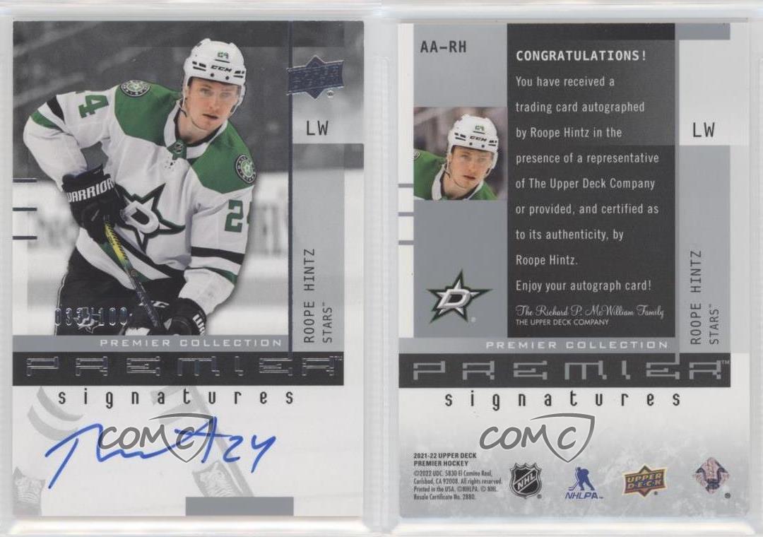 2021-22 Upper Deck Premier 20th Anniversary Auto /100 Roope Hintz #AA-RH Auto - Picture 3 of 4