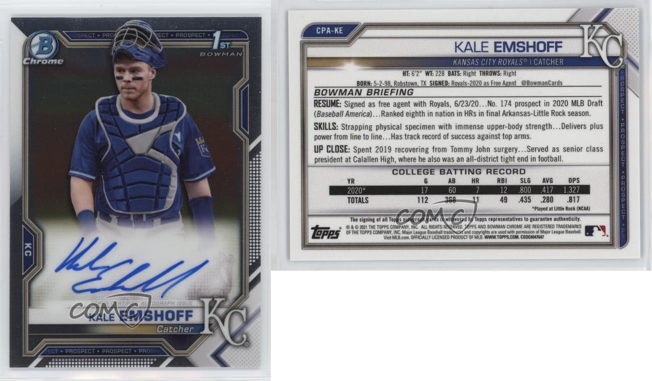 2021 Bowman Chrome Prospect Auto Kale Emshoff #CPA-KE Auto