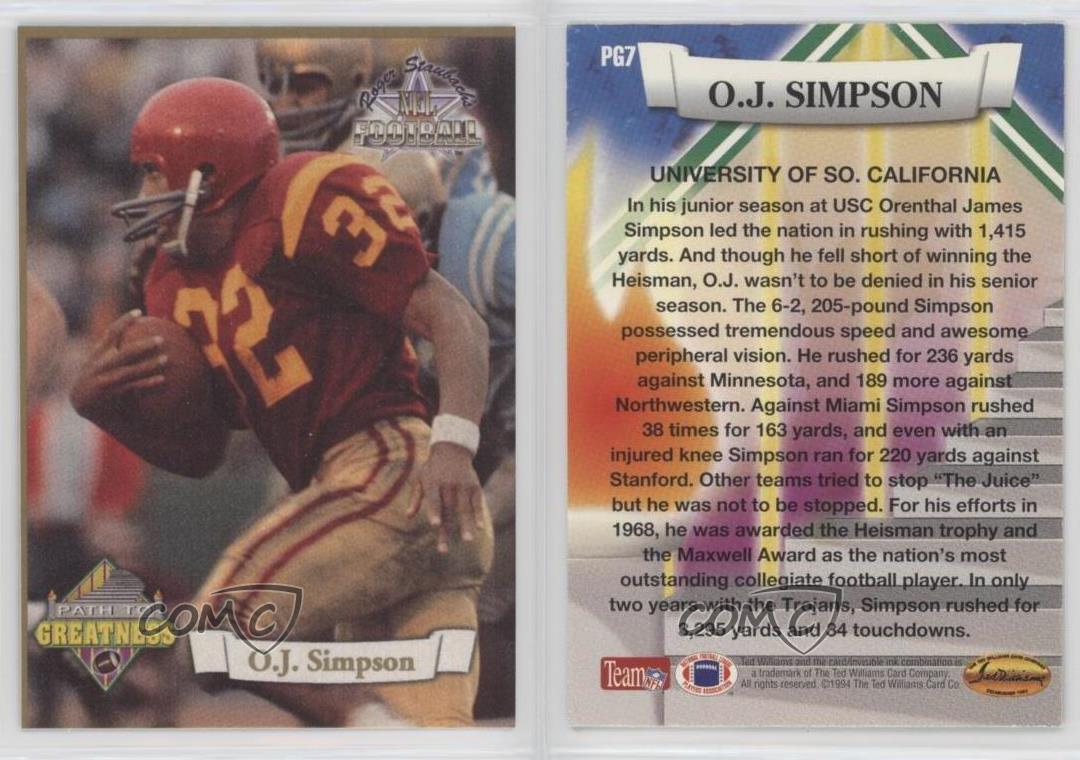 oj simpson football cards worth money