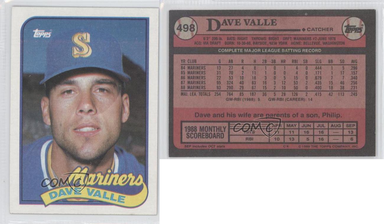 1989 Topps 498 Dave Valle Seattle Mariners Baseball Card eBay